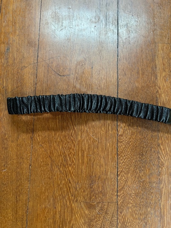 Vintage Burberry Black Gathered Leather Belt with Gunmetal Plaque Buckle - Picture 9 of 10